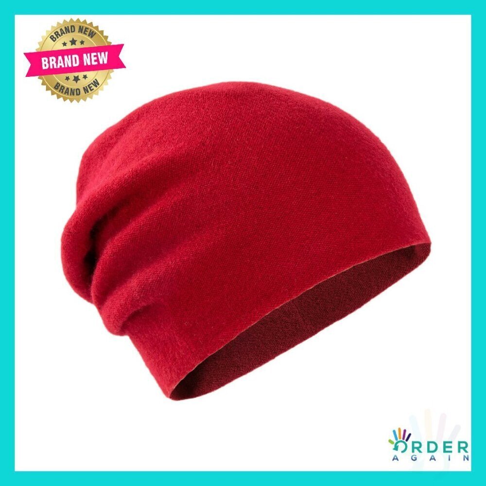 Luxury Cashmere Beanie Double-Layered Winter Ski Cap Unisex Classic Chic